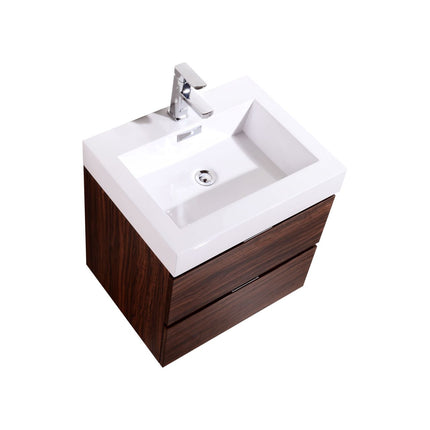 Kube Bath Bliss 24″ Walnut Wall Mount Modern Bathroom Vanity Kube Bath