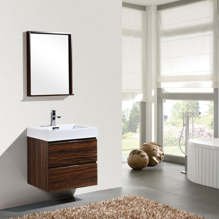 Kube Bath Bliss 24″ Walnut Wall Mount Modern Bathroom Vanity Kube Bath