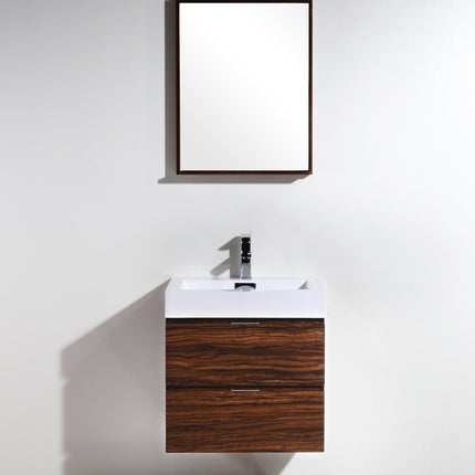 Kube Bath Bliss 24″ Walnut Wall Mount Modern Bathroom Vanity Kube Bath