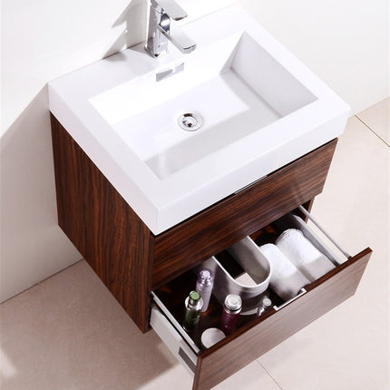 Kube Bath Bliss 24″ Walnut Wall Mount Modern Bathroom Vanity Kube Bath