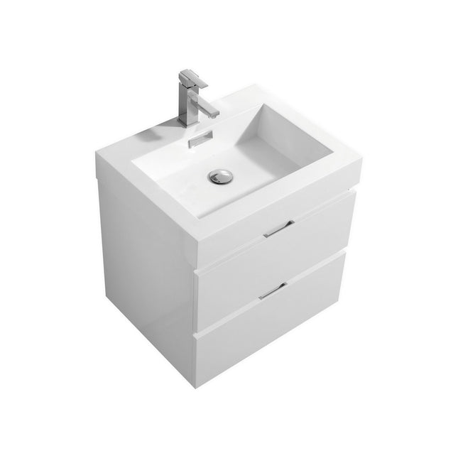 Kube Bath Bliss 24″ High Gloss White Wall Mount Modern Bathroom Vanity Kube Bath