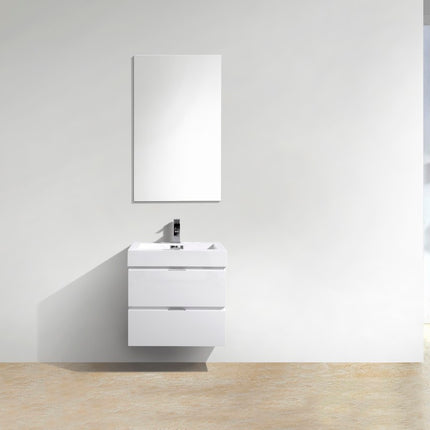 Kube Bath Bliss 24″ High Gloss White Wall Mount Modern Bathroom Vanity Kube Bath