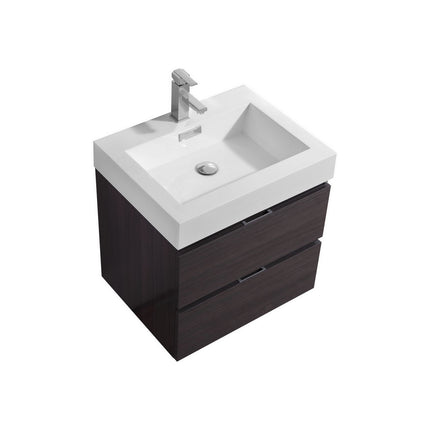 Kube Bath Bliss 24″ High Gloss Gray Oak Wall Mount Modern Bathroom Vanity Kube Bath