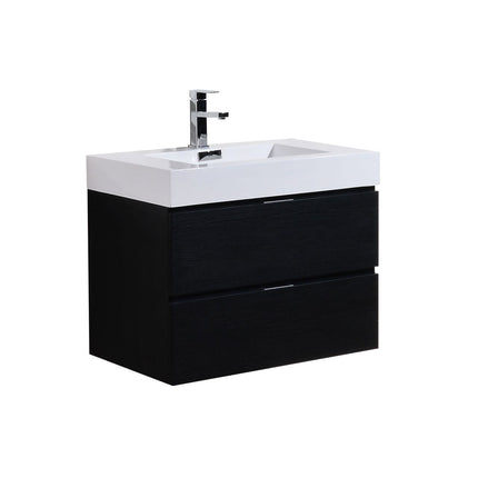 Kube Bath Bliss 30″ Black Wall Mount Modern Bathroom Vanity Kube Bath