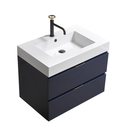 Kube Bath Bliss 30″ Blue Wall Mount Modern Bathroom Vanity Kube Bath