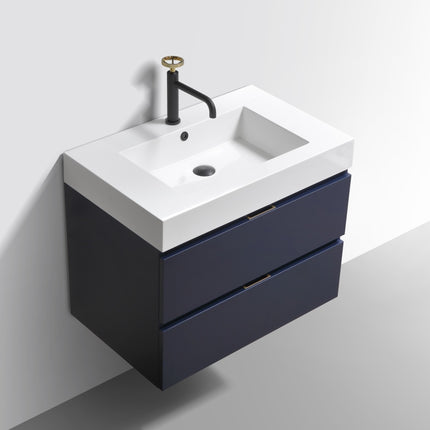 Kube Bath Bliss 30″ Blue Wall Mount Modern Bathroom Vanity Kube Bath