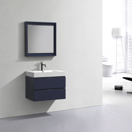 Kube Bath Bliss 30″ Blue Wall Mount Modern Bathroom Vanity Kube Bath