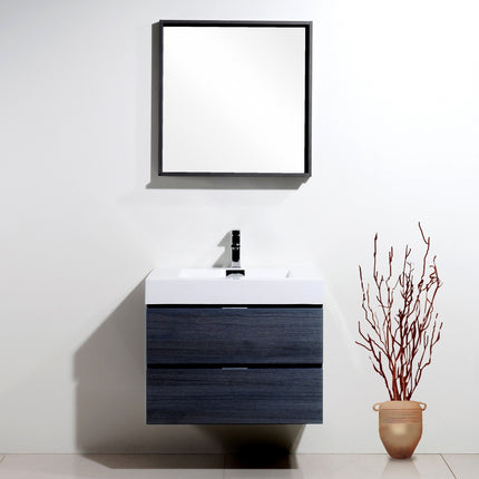 Kube Bath Bliss 30″ Gray Oak Wall Mount Modern Bathroom Vanity Kube Bath