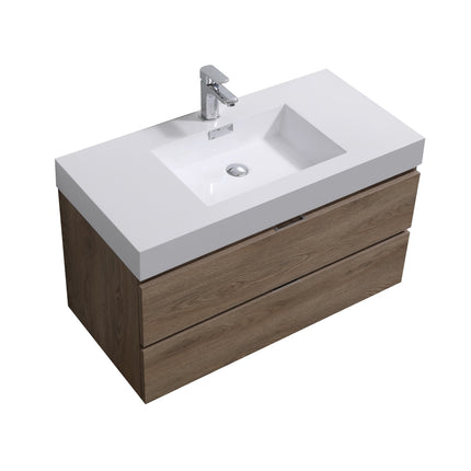 Kube Bath Bliss 40″ Butternut Wall Mount Modern Bathroom Vanity Kube Bath