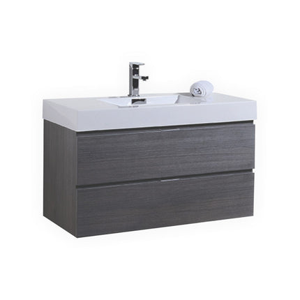 Kube Bath Bliss 40″ Gray Oak Wall Mount Modern Bathroom Vanity Kube Bath