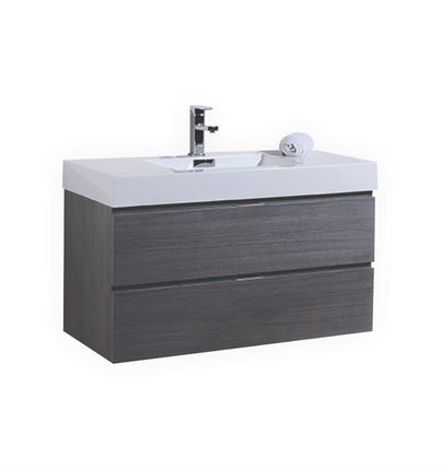 Kube Bath Bliss 40″ Gray Oak Wall Mount Modern Bathroom Vanity Kube Bath