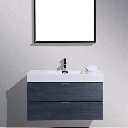 Kube Bath Bliss 40″ Gray Oak Wall Mount Modern Bathroom Vanity Kube Bath