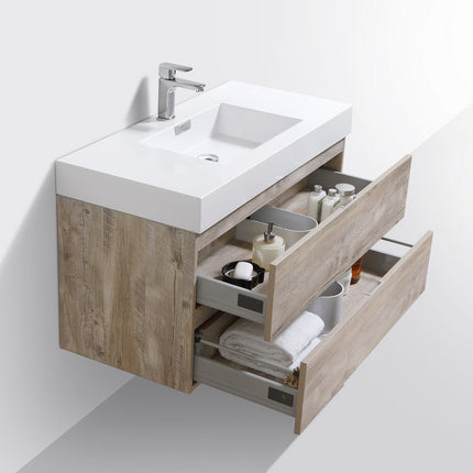 Kube Bath Bliss 40″ Nature Wood Wall Mount Modern Bathroom Vanity Kube Bath