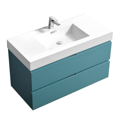 Kube Bath Bliss 40″ Teal Green Wall Mount Modern Bathroom Vanity Kube Bath