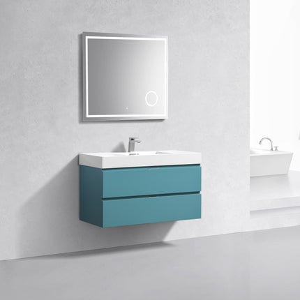 Kube Bath Bliss 40″ Teal Green Wall Mount Modern Bathroom Vanity Kube Bath