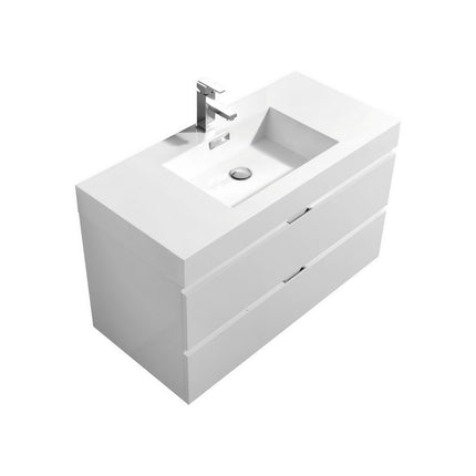 Kube Bath Bliss 40″ High Gloss White Wall Mount Modern Bathroom Vanity Kube Bath