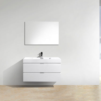 Kube Bath Bliss 40″ High Gloss White Wall Mount Modern Bathroom Vanity Kube Bath