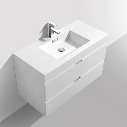 Kube Bath Bliss 40″ High Gloss White Wall Mount Modern Bathroom Vanity Kube Bath