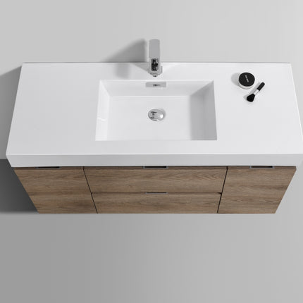 Kube Bath Bliss 48″ Butternut Wall Mount Single Sink Modern Bathroom Vanity Kube Bath