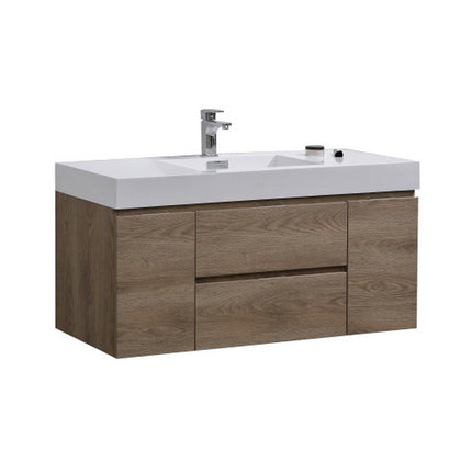 Kube Bath Bliss 48″ Butternut Wall Mount Single Sink Modern Bathroom Vanity Kube Bath