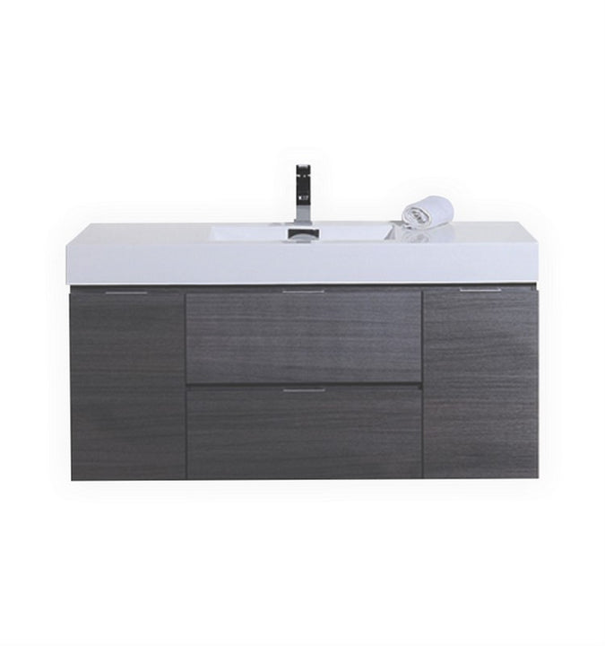 Kube Bath Bliss 48″ Gray Oak Wall Mount Single Sink Modern Bathroom Vanity