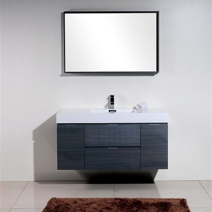 Kube Bath Bliss 48″ Gray Oak Wall Mount Single Sink Modern Bathroom Vanity Kube Bath