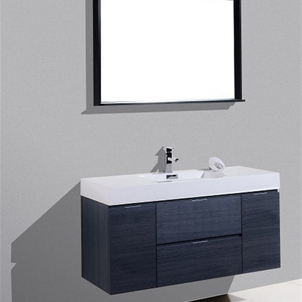 Kube Bath Bliss 48″ Gray Oak Wall Mount Single Sink Modern Bathroom Vanity Kube Bath