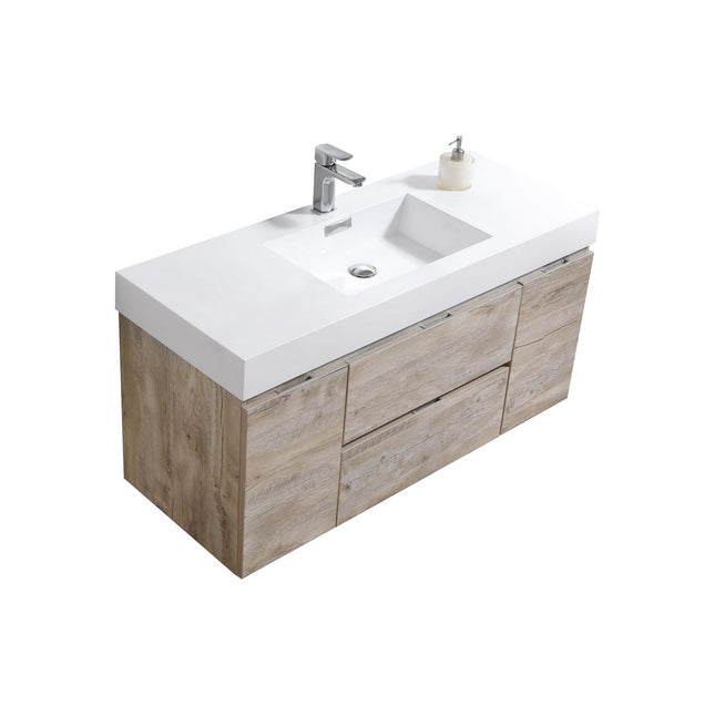 Kube Bath Bliss 48″ Nature Wood Wall Mount Single Sink Modern Bathroom Vanity Kube Bath