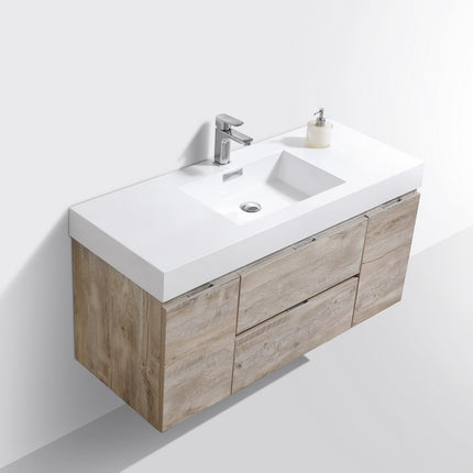 Kube Bath Bliss 48″ Nature Wood Wall Mount Single Sink Modern Bathroom Vanity Kube Bath