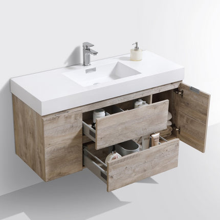 Kube Bath Bliss 48″ Nature Wood Wall Mount Single Sink Modern Bathroom Vanity Kube Bath