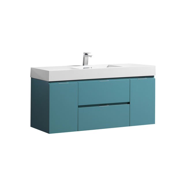 Kube Bath Bliss 48″ Teal Green Wall Mount Single Sink Modern Bathroom Vanity Kube Bath