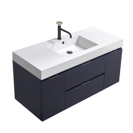 Kube Bath Bliss 48″ Blue Wall Mount Single Sink Modern Bathroom Vanity Kube Bath