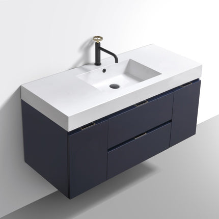 Kube Bath Bliss 48″ Blue Wall Mount Single Sink Modern Bathroom Vanity Kube Bath