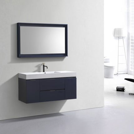 Kube Bath Bliss 48″ Blue Wall Mount Single Sink Modern Bathroom Vanity Kube Bath