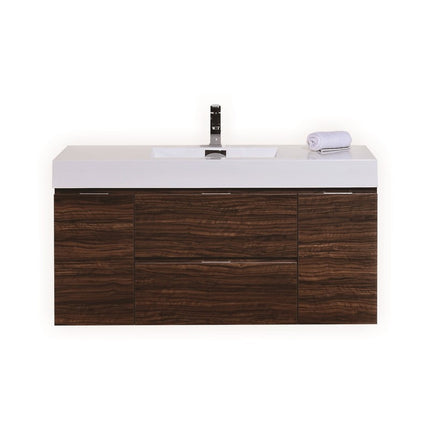 Kube Bath Bliss 48″ Walnut Wall Mount Single Sink Modern Bathroom Vanity Kube Bath