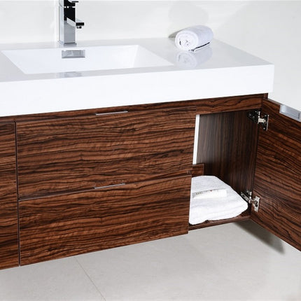 Kube Bath Bliss 48″ Walnut Wall Mount Single Sink Modern Bathroom Vanity Kube Bath