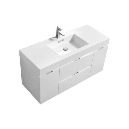 Kube Bath Bliss 48″ High Gloss White Wall Mount Modern Bathroom Vanity Kube Bath