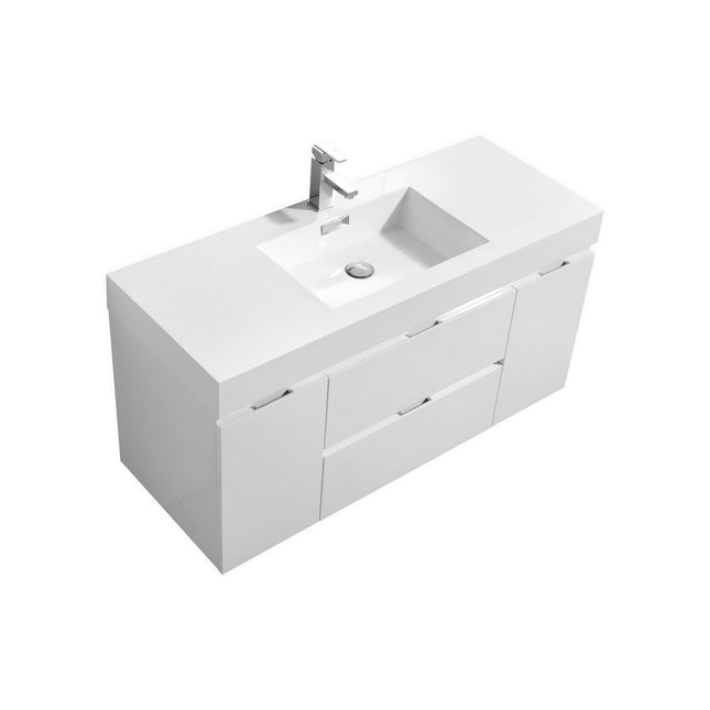 Kube Bath Bliss 48″ High Gloss White Wall Mount Modern Bathroom Vanity Kube Bath