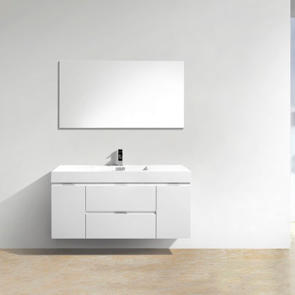 Kube Bath Bliss 48″ High Gloss White Wall Mount Modern Bathroom Vanity Kube Bath