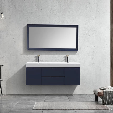 Kube Bath Bliss 60″ Blue Wall Mount Double Sink Modern Bathroom Vanity Kube Bath