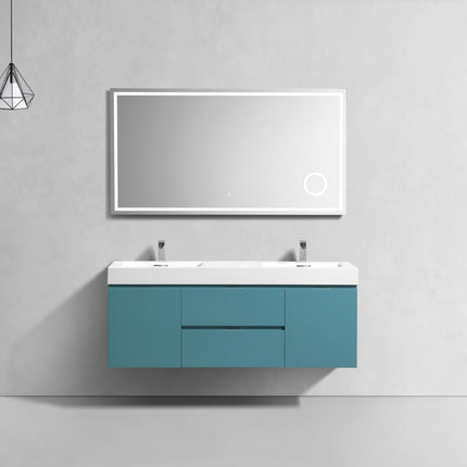 Kube Bath Bliss 60″ Turquoise Green Wall Mount Double Sink Modern Bathroom Vanity Kube Bath