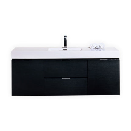 Kube Bath Bliss 60″ Black Wall Mount Single Sink Modern Bathroom Vanity Kube Bath