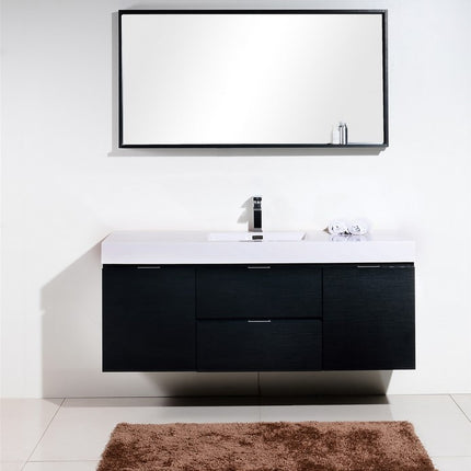 Kube Bath Bliss 60″ Black Wall Mount Single Sink Modern Bathroom Vanity Kube Bath