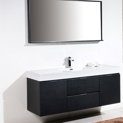 Kube Bath Bliss 60″ Black Wall Mount Single Sink Modern Bathroom Vanity Kube Bath