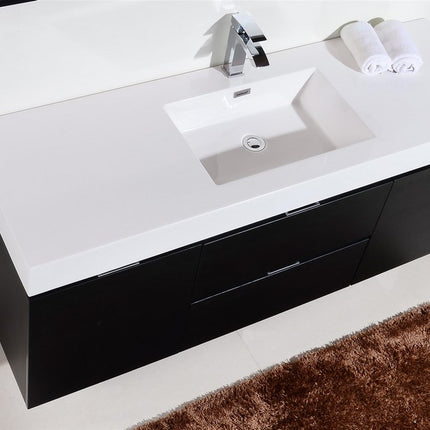 Kube Bath Bliss 60″ Black Wall Mount Single Sink Modern Bathroom Vanity Kube Bath