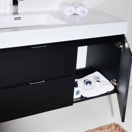 Kube Bath Bliss 60″ Black Wall Mount Single Sink Modern Bathroom Vanity Kube Bath