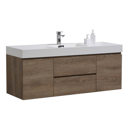 Kube Bath Bliss 60″ Butternut Wall Mount Single Sink Modern Bathroom Vanity Kube Bath