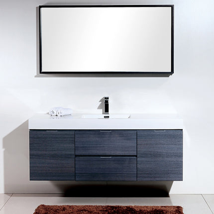 Kube Bath Bliss 60″ Gray Oak Wall Mount Single Sink Modern Bathroom Vanity Kube Bath