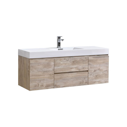 Kube Bath Bliss 60″ Nature Wood Wall Mount Single Sink Modern Bathroom Vanity Kube Bath