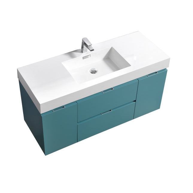 Kube Bath Bliss 60″ Teal Green Wall Mount Single Sink Modern Bathroom Vanity Kube Bath